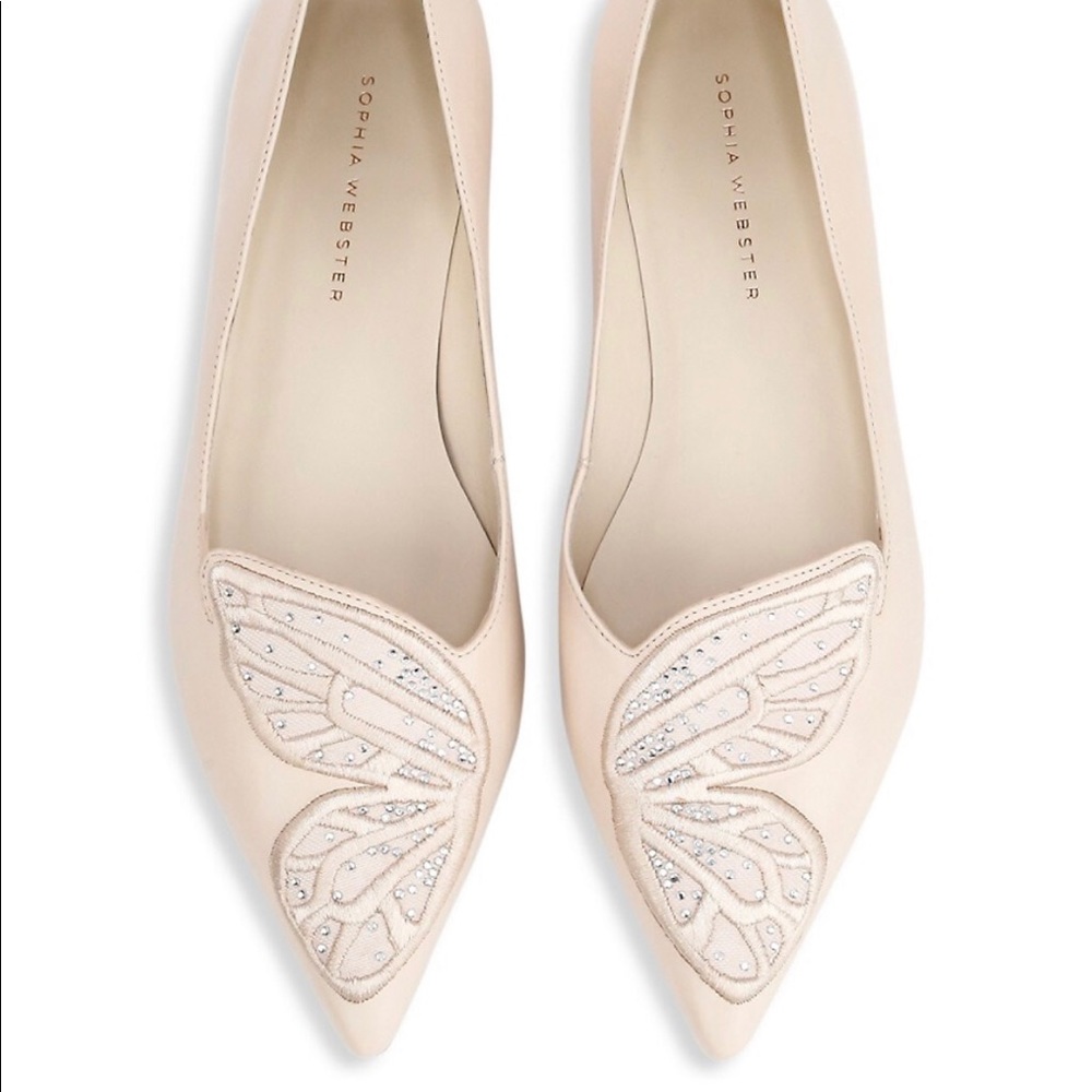 Sophia Webster Butterfly Embellished Leather Flats